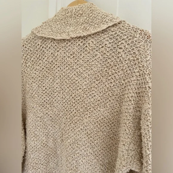 Free People Soft Chunky Mixed Yarn Knit Open Longline Cardigan Draped Collar - Picture 9 of 9